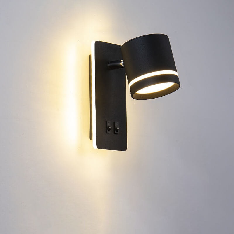 Nordic Rotatable LED Reading Wall Light with Backlit Wall Plate for Bedroom