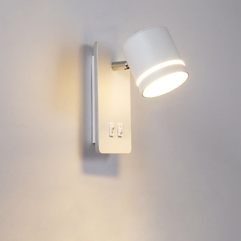 Nordic Rotatable LED Reading Wall Light with Backlit Wall Plate for Bedroom