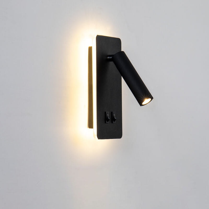 Nordic Rotatable LED Reading Wall Light with Backlit Wall Plate for Bedroom