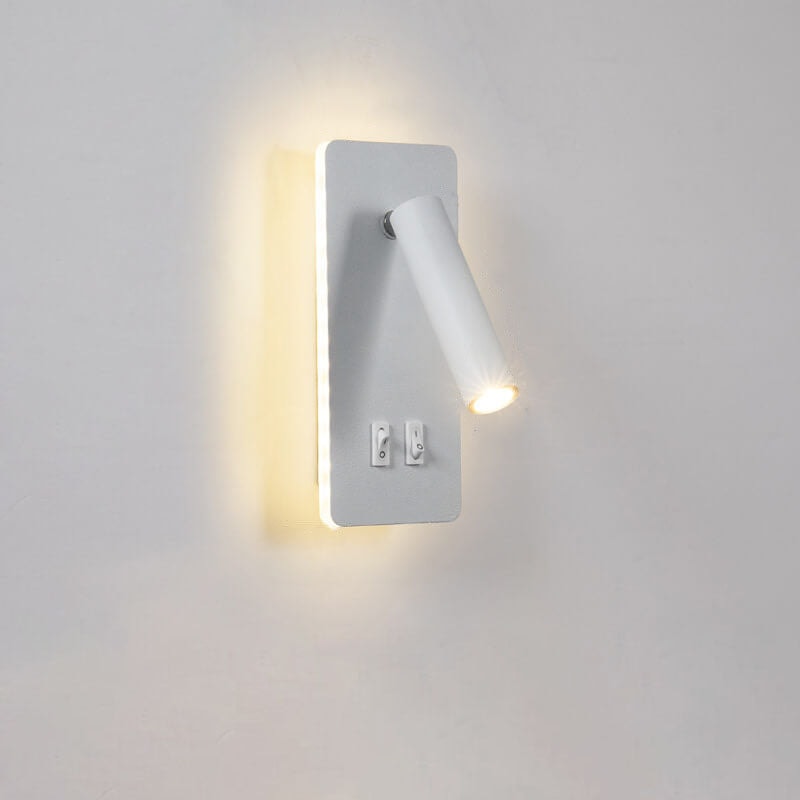 Nordic Rotatable LED Reading Wall Light with Backlit Wall Plate for Bedroom