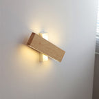 Nordic Solid Wood LED Wall Light with Rotatable Flat Bar for Bedroom