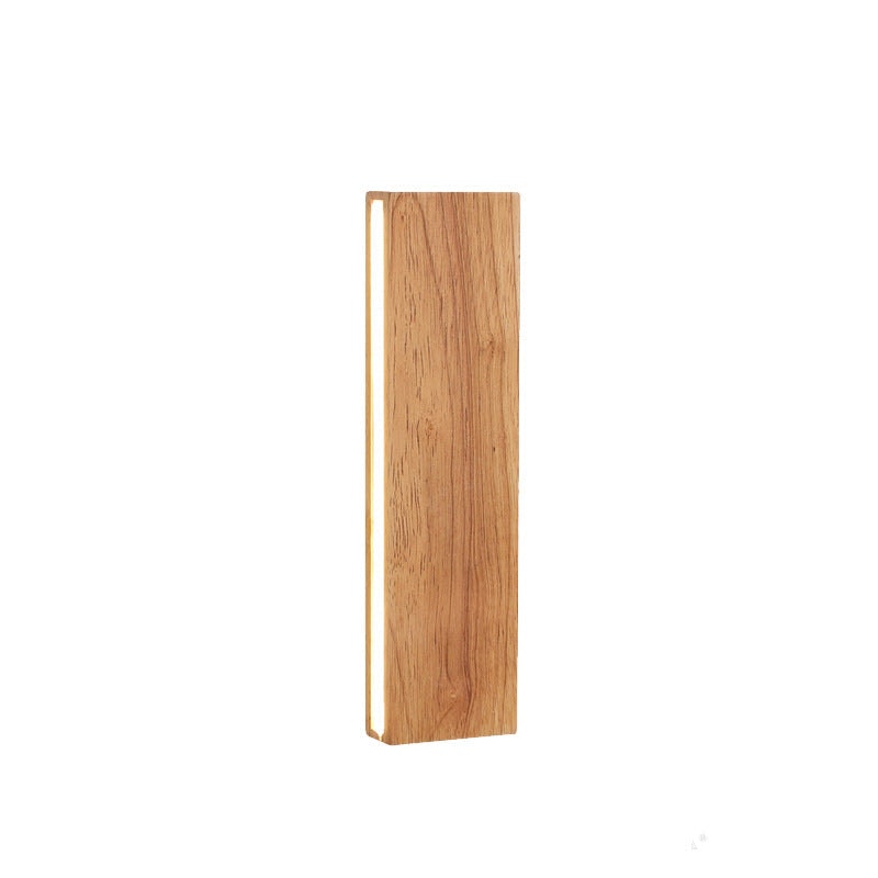Nordic Solid Wood LED Wall Light with Rotatable Flat Bar for Bedroom