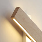 Nordic Solid Wood LED Wall Light with Rotatable Flat Bar for Bedroom