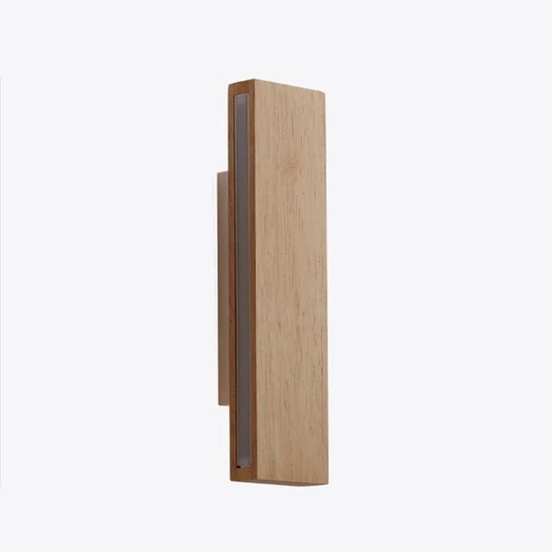 Nordic Solid Wood LED Wall Light with Rotatable Flat Bar for Bedroom