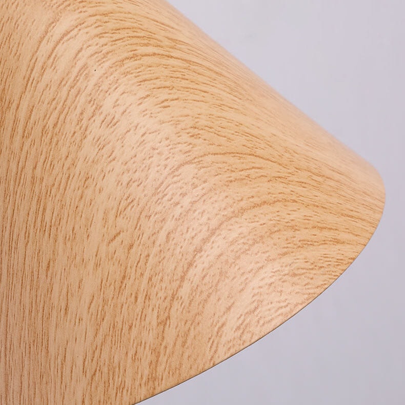 Nordic Swing Arm Wall Light with Wood Grain Cone Shade for Bedroom