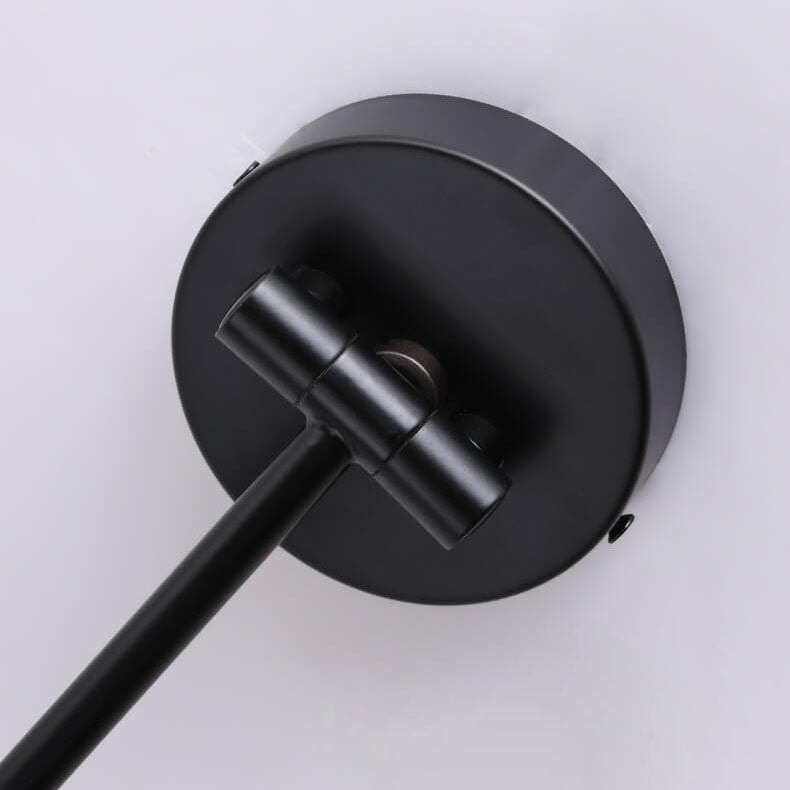 Nordic Swing Arm Wall Light with Wood Grain Cone Shade for Bedroom