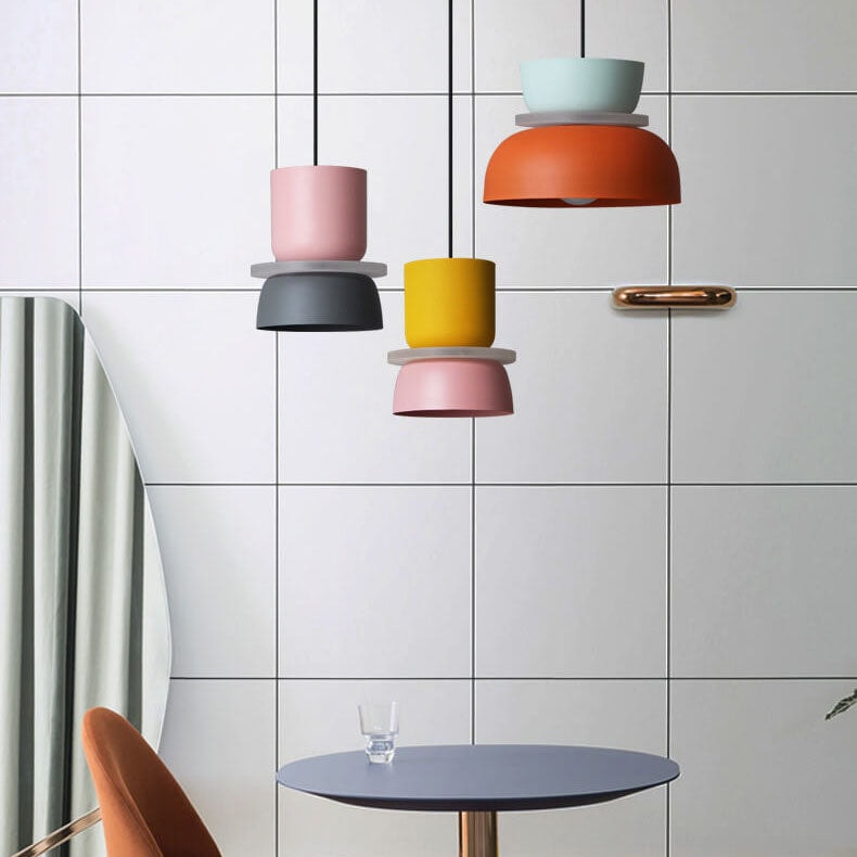 Nordic Two Tone Macaron Pendant Light with Metal Shades for Kitchen Island