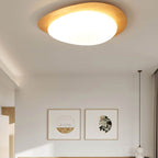 Nordic Wood Grain Pebble LED Flush Mount Ceiling Light with Opal Diffuser