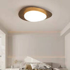 Nordic Wood Grain Pebble LED Flush Mount Ceiling Light with Opal Diffuser