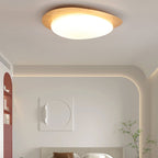 Nordic Wood Grain Pebble LED Flush Mount Ceiling Light with Opal Diffuser