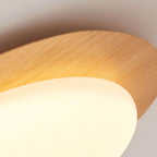 Nordic Wood Grain Pebble LED Flush Mount Ceiling Light with Opal Diffuser
