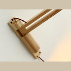 Nordic Wooden Swing Arm Wall Light with Ribbed Glass Shade for Bedroom