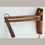 Nordic Wooden Swing Arm Wall Light with Ribbed Glass Shade for Bedroom