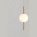 Opal Glass Globe Pendant Light with Brass Stem | Stacked Ball Bedside Pendant