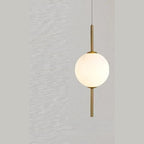 Opal Glass Globe Pendant Light with Brass Stem | Stacked Ball Bedside Pendant