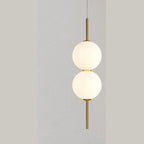 Opal Glass Globe Pendant Light with Brass Stem | Stacked Ball Bedside Pendant