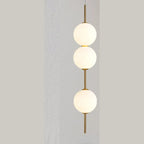Opal Glass Globe Pendant Light with Brass Stem | Stacked Ball Bedside Pendant