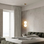Opal Glass Globe Pendant Light with Brass Stem | Stacked Ball Bedside Pendant