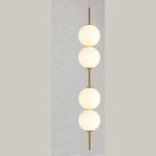 Opal Glass Globe Pendant Light with Brass Stem | Stacked Ball Bedside Pendant