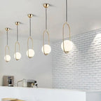 Opal Glass Globe Pendant Light with Oval or Round Metal Frame
