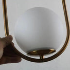 Opal Glass Globe Pendant Light with Oval or Round Metal Frame