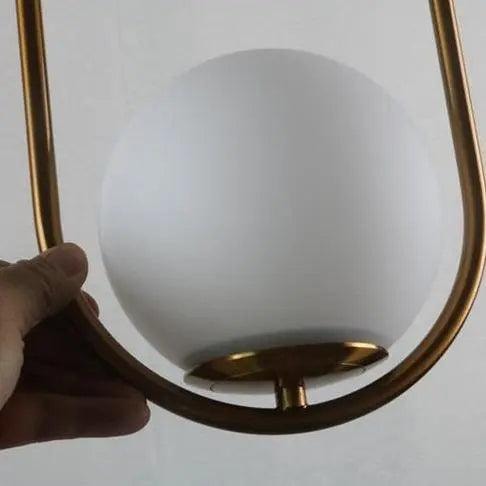 Opal Glass Globe Pendant Light with Oval or Round Metal Frame