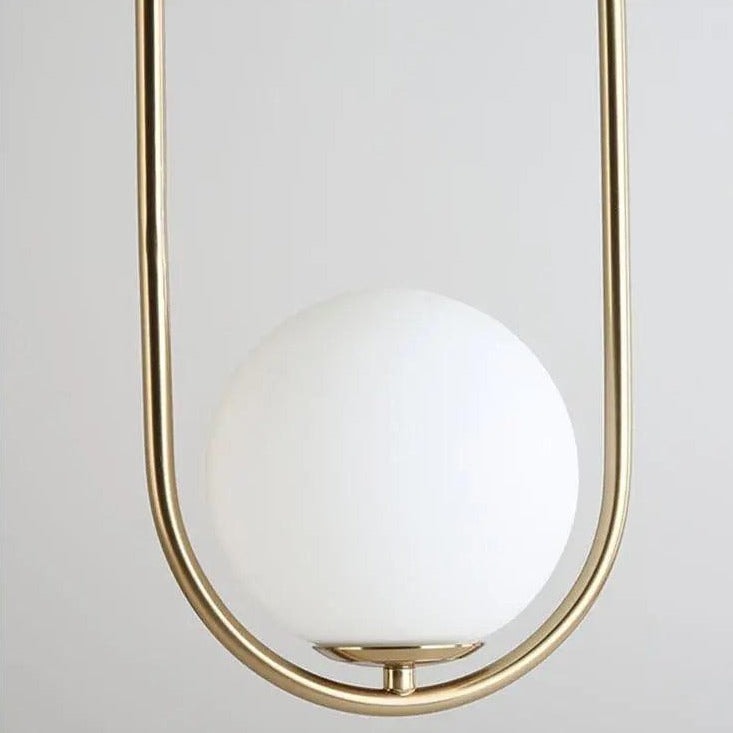 Opal Glass Globe Pendant Light with Oval or Round Metal Frame
