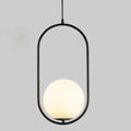 Opal Glass Globe Pendant Light with Oval or Round Metal Frame