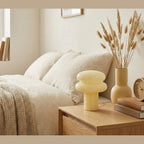 Opal Glass Mushroom Table Lamp with Stacked Glossy Shade for Bedside