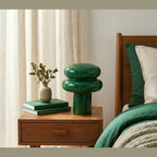 Opal Glass Mushroom Table Lamp with Stacked Glossy Shade for Bedside