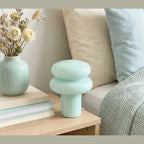 Opal Glass Mushroom Table Lamp with Stacked Glossy Shade for Bedside