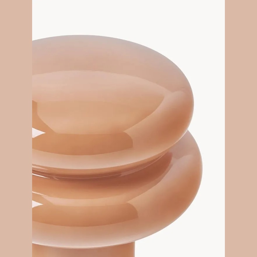 Opal Glass Mushroom Table Lamp with Stacked Glossy Shade for Bedside