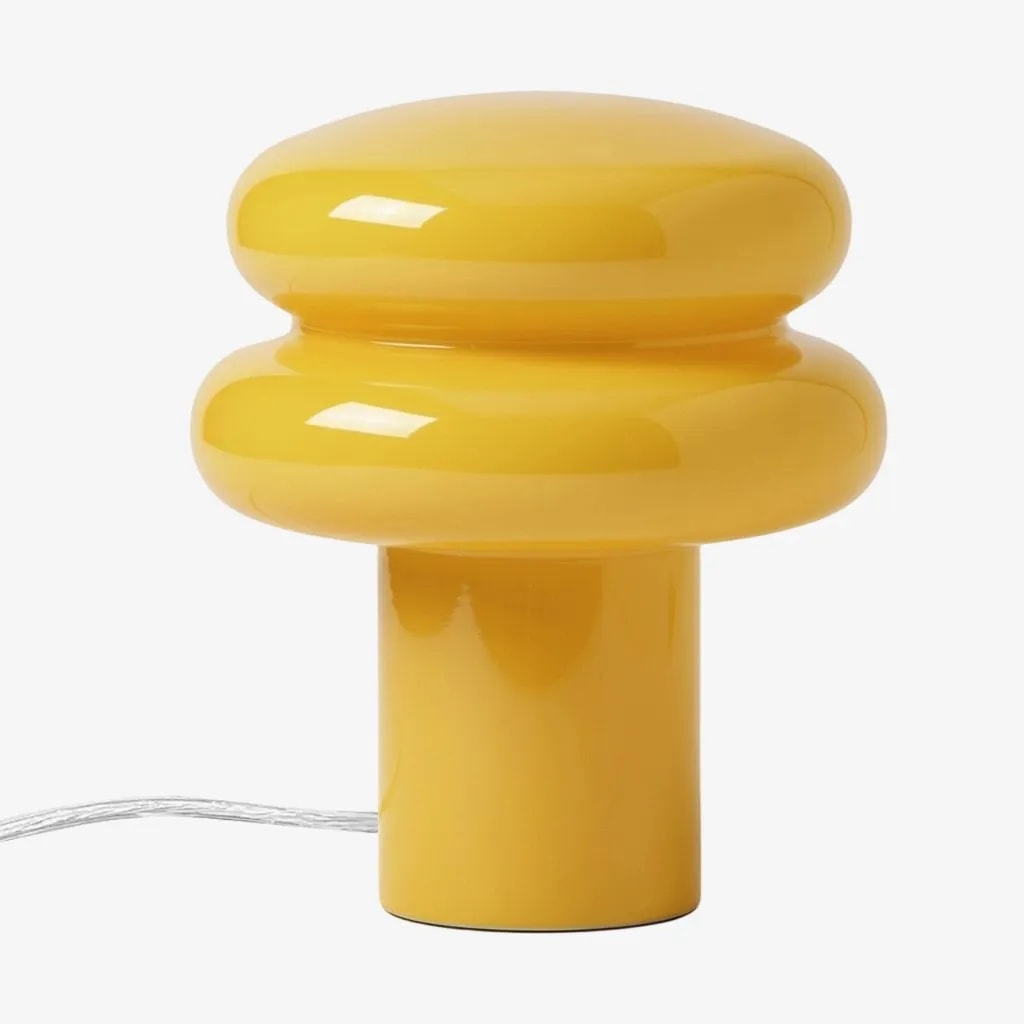 Opal Glass Mushroom Table Lamp with Stacked Glossy Shade for Bedside