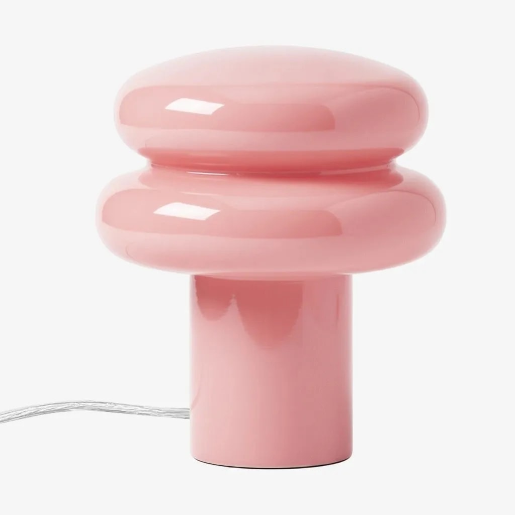 Opal Glass Mushroom Table Lamp with Stacked Glossy Shade for Bedside