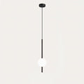 Opal Globe Pendant Light with Slim Metal Rod | Minimalist Bedside Pendant Lamp