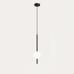 Opal Globe Pendant Light with Slim Metal Rod | Minimalist Bedside Pendant Lamp