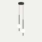 Opal Globe Pendant Light with Slim Metal Rod | Minimalist Bedside Pendant Lamp