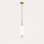 Opal Globe Pendant Light with Slim Metal Rod | Minimalist Bedside Pendant Lamp