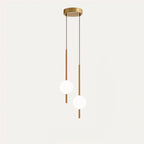 Opal Globe Pendant Light with Slim Metal Rod | Minimalist Bedside Pendant Lamp
