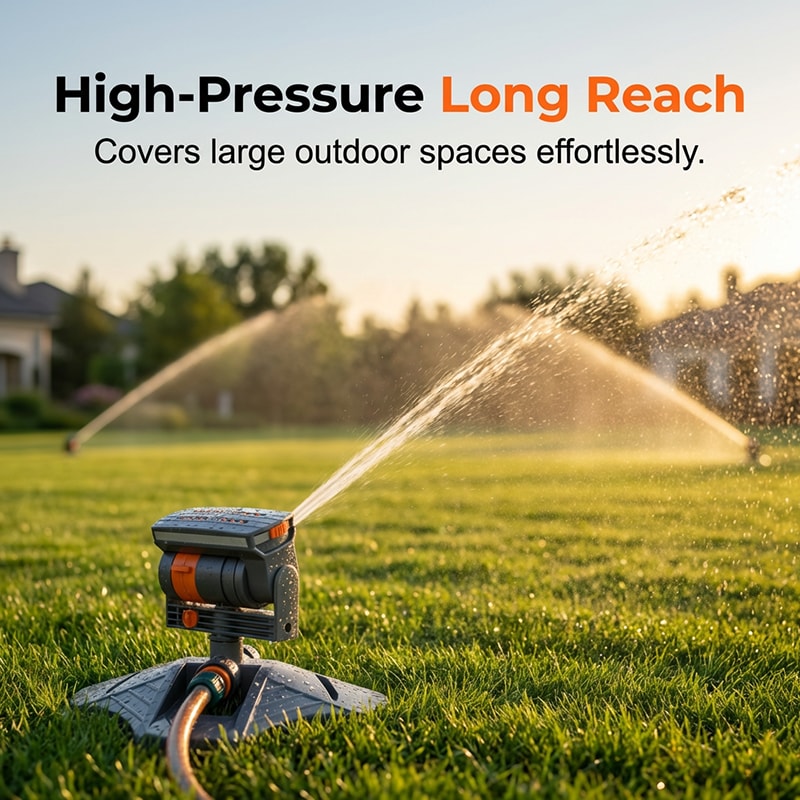 Oscillating Garden Sprinkler with Adjustable Spray Width and Weighted Base