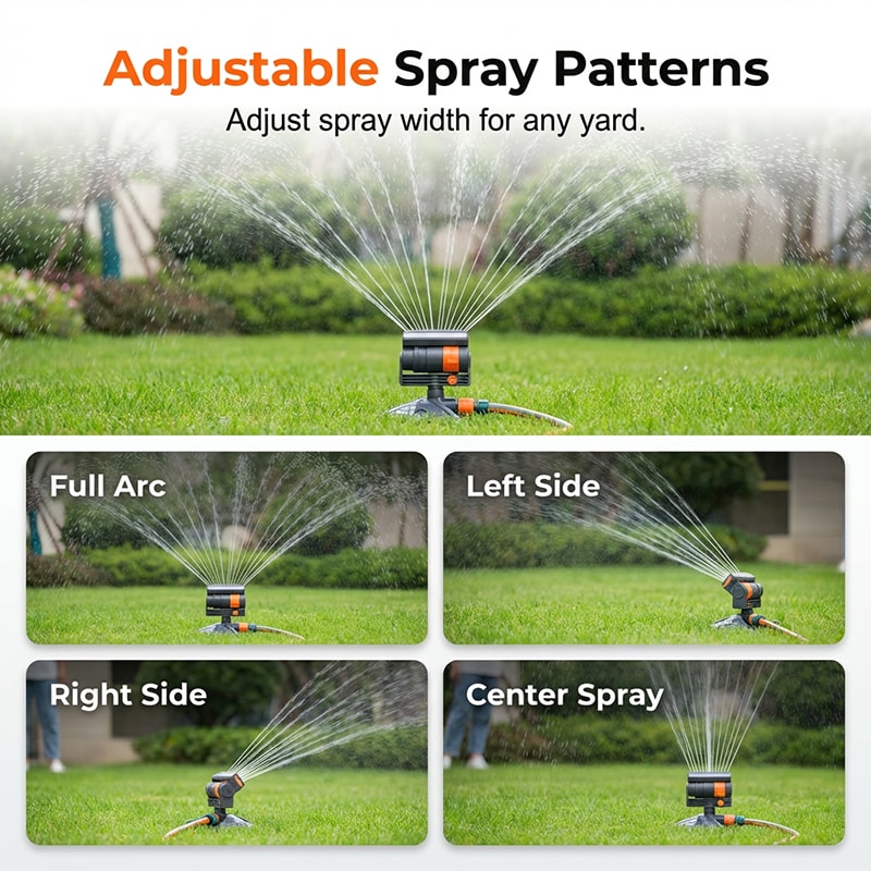 Oscillating Garden Sprinkler with Adjustable Spray Width and Weighted Base