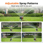 Oscillating Garden Sprinkler with Adjustable Spray Width and Weighted Base