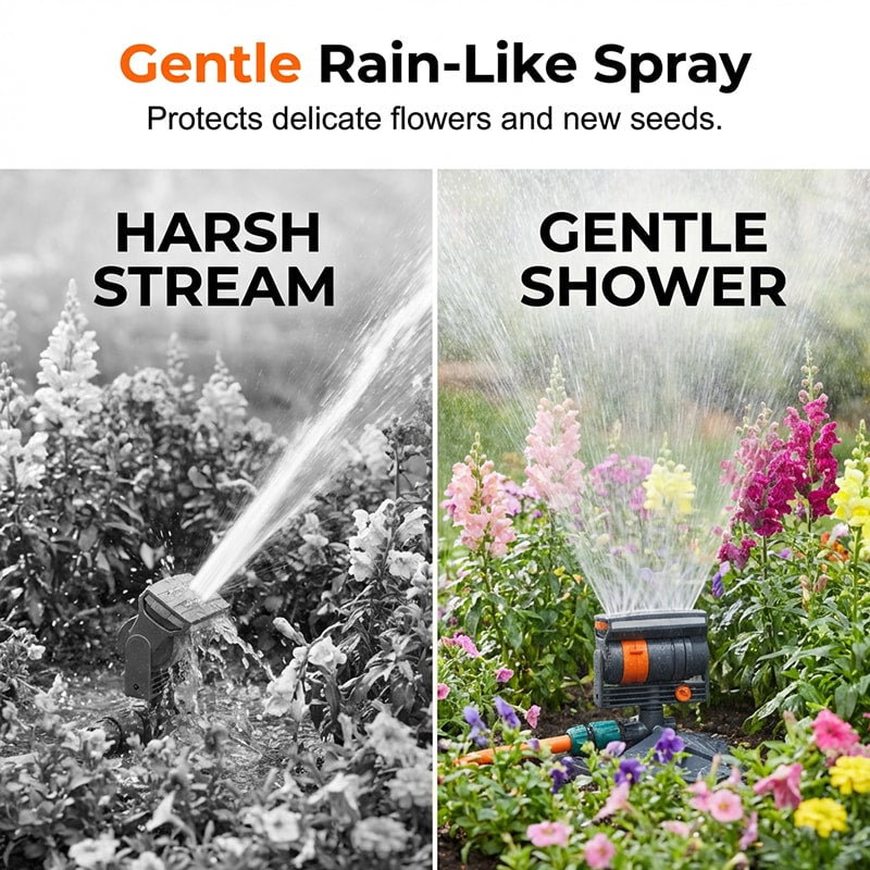 Oscillating Garden Sprinkler with Adjustable Spray Width and Weighted Base