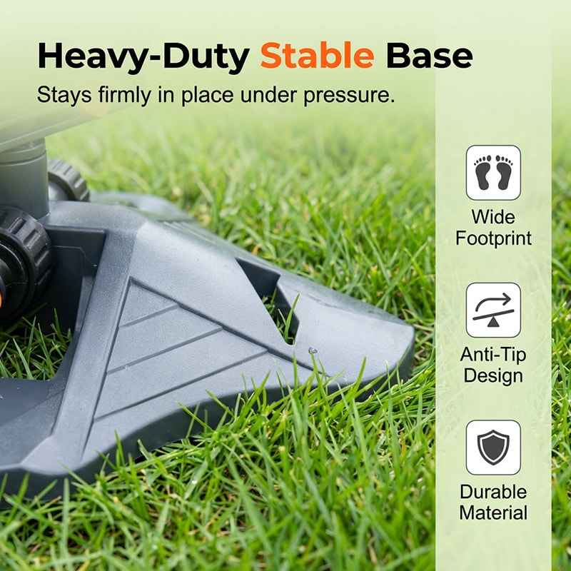 Oscillating Garden Sprinkler with Adjustable Spray Width and Weighted Base