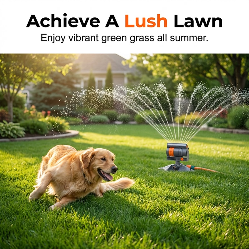 Oscillating Garden Sprinkler with Adjustable Spray Width and Weighted Base
