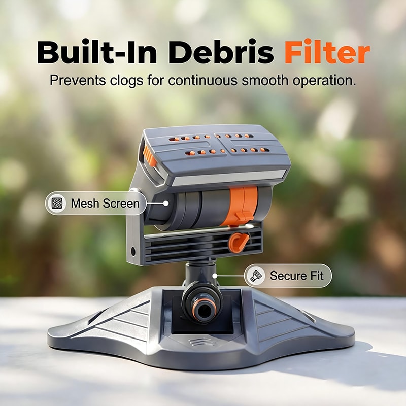 Oscillating Garden Sprinkler with Adjustable Spray Width and Weighted Base