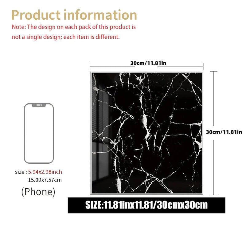 Peel and Stick Floor Tiles Marble Effect Self Adhesive Waterproof Vinyl Tile Set