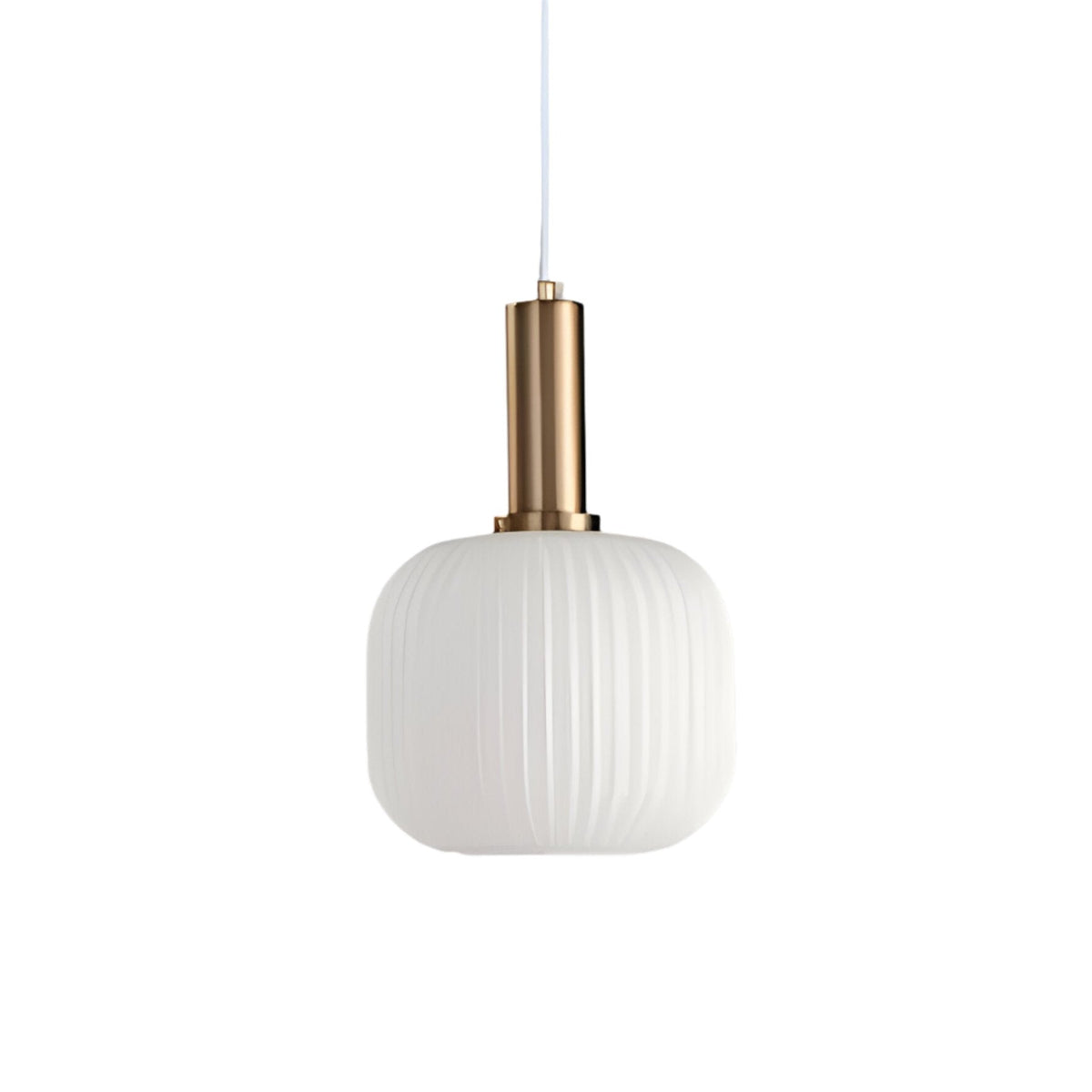 Ribbed Glass Pendant Lights With Metal Tube Fitting