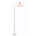 Pleated Fabric Shade Floor Lamp with Curved Metal Arm for Living Room