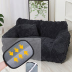 Plush Pet Sofa Bed with Raised Sides and Bolster Cushion for Dogs and Cats